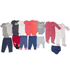 Huge Lot 15 Infant Girls Sleepers One Piece Onesies Tops Pants Leggings Bloomers